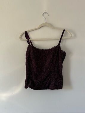Purple Burgundy Lace Corset Cami Top | Lace-Up Back | Dark Academia Coquette